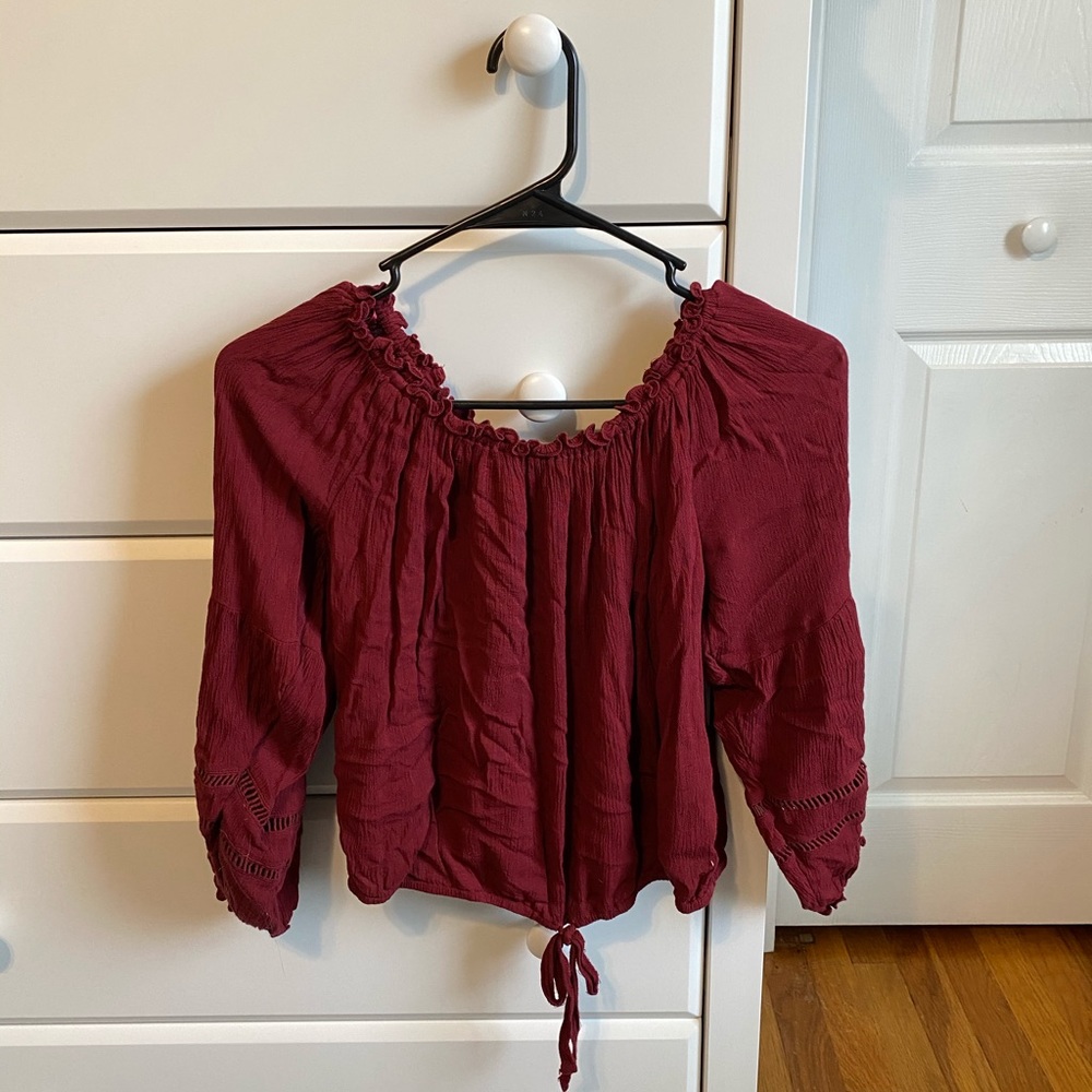 Maroon Hollister off the shoulder Top